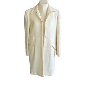 Anne Klein White Ivory Formal Duster Jacket and Matching Top Size 4
